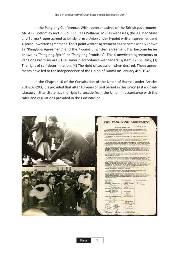 Message from RCSS Chairman,on the occasion of the 64th Anniversary of Shan State People Resistance Day