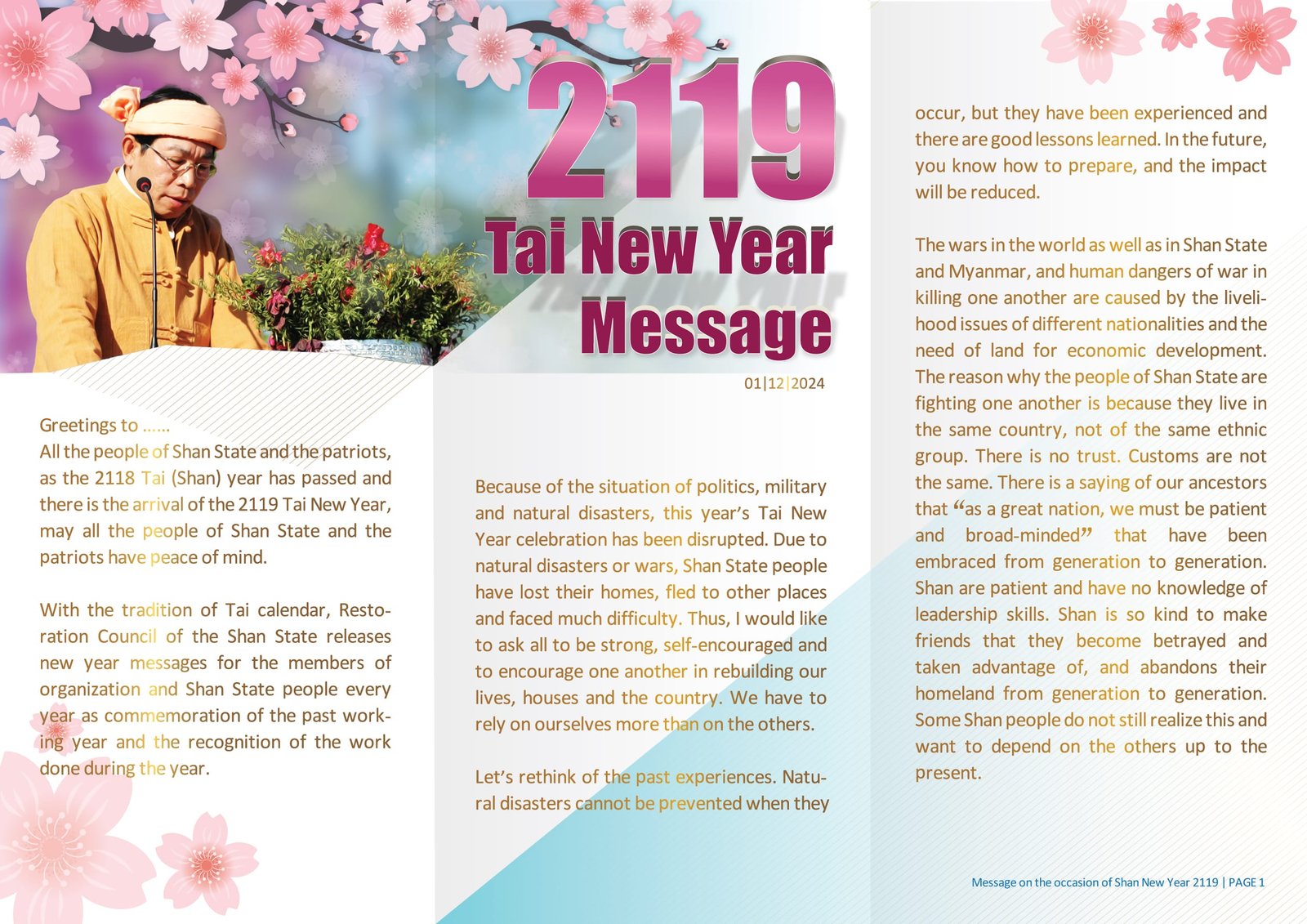 2119 Tai New Year Message from General Yawd Serk