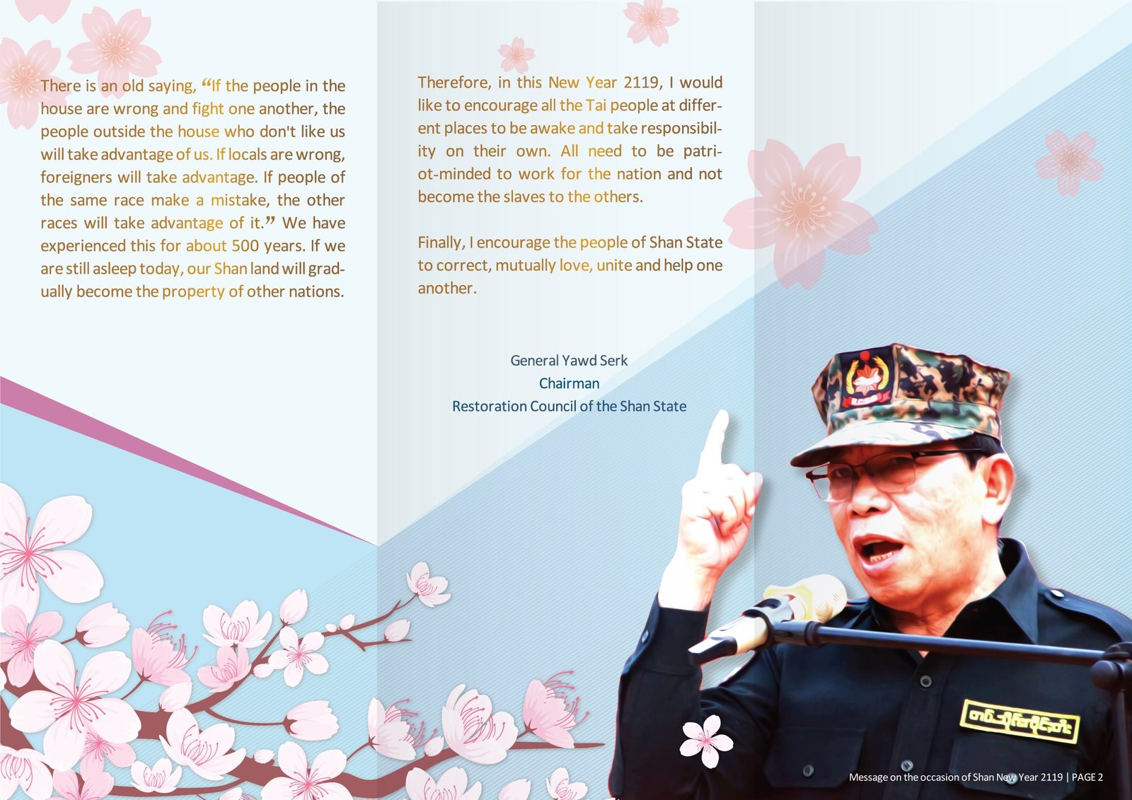 2119 Tai New Year Message from General Yawd Serk 2119 Tai New Year Message from General Yawd Serk