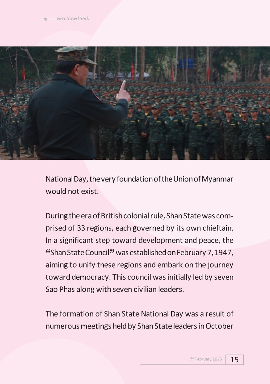 Message from the Chairman of Restoration Council of the Shan State (RCSS) on the 78th Shan State National Day